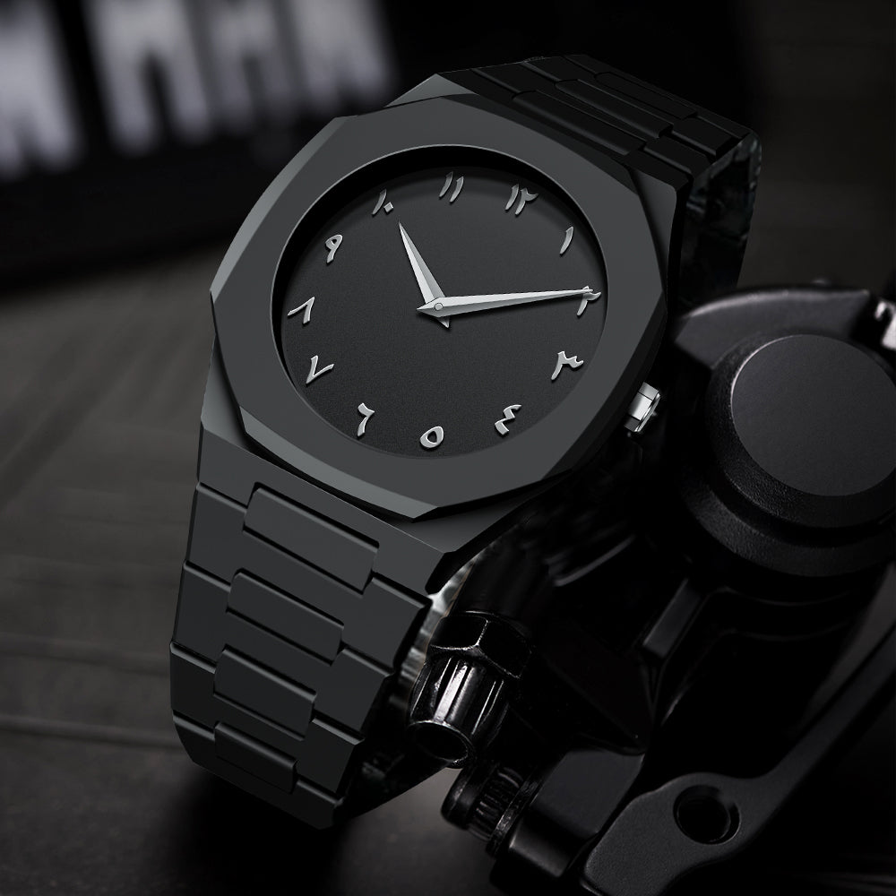 Arabic Numeral Black Matte Watch