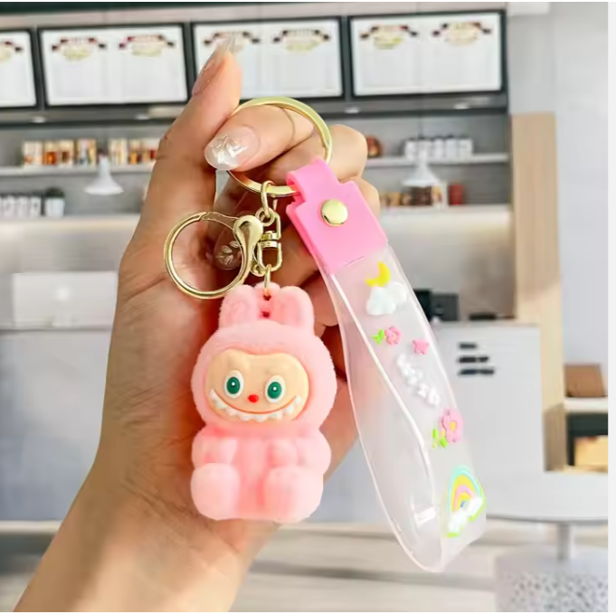Labubu - Wish & Fuzz Rainbow Wrist‑Strap Keychain