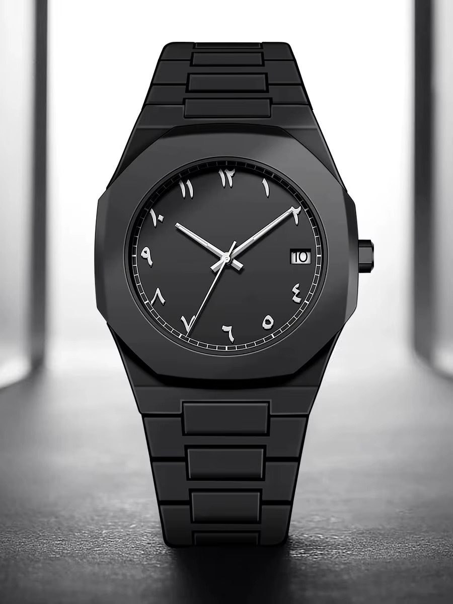 Arabic Numeral Black Matte Watch