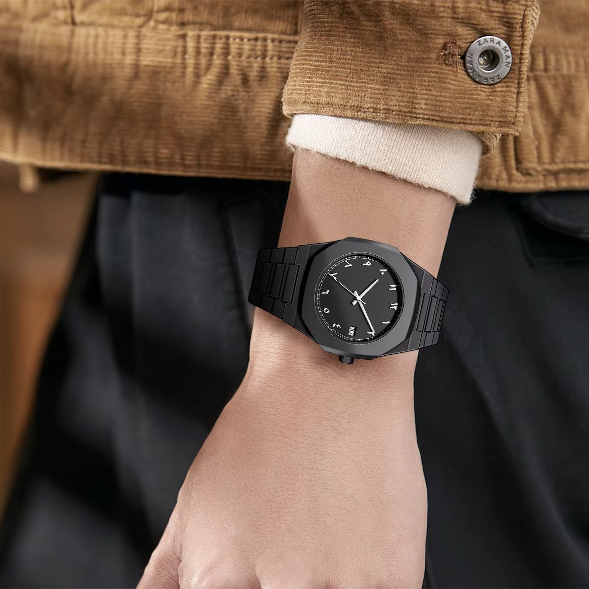 Arabic Numeral Black Matte Watch