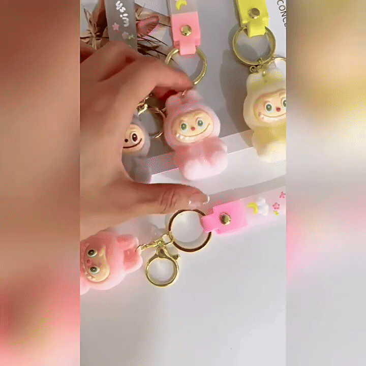 Labubu - Wish & Fuzz Rainbow Wrist‑Strap Keychain