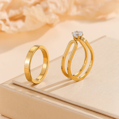 Shopifi™ Elegant Golden Dou Halo Ring