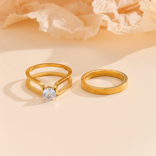 Shopifi™ Elegant Golden Dou Halo Ring